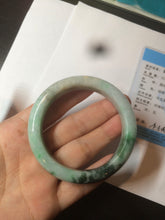 Load image into Gallery viewer, 52.3mm Certified 100% Natural type A sunny green/dark green deep forest Jadeite Jade bangle Deep in the forest AZ8-1651