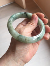 Load image into Gallery viewer, 58mm certified Type A 100% Natural light green gray chubby Jadeite Jade bangle BS117-6632