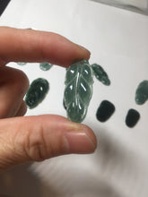 Load image into Gallery viewer, 100% natural type A icy watery dark green blue gray black Guatemala jadeite leaf pendant BP184-6