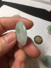 Load image into Gallery viewer, 23.5-27.7mm 100% Natural apple green/white jadeite Jade Safety Guardian Button(donut) Pendant group BK112