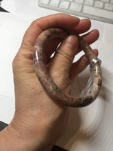 Load image into Gallery viewer, 58.9mm 100% natural pink brown black round cut rose stone (Rhodonite)bangle SY122