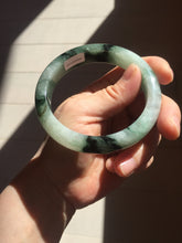 Load image into Gallery viewer, 60.3mm certified type A 100% Natural green/black Jadeite Jade bangle BM42-8565