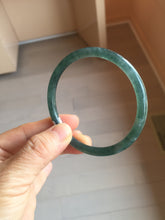 Load image into Gallery viewer, 58mm Type A 100% Natural dark green/blue/gray Guatemala slim round cut Jadeite bangle BH130-2484