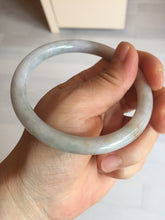 Load image into Gallery viewer, 58.9mm certified 100% natural type A light green/purple/yellow(Fu Lu SHOU) slim round cut jadeite jade bangle BN45-3116