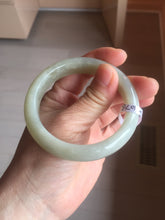 Load image into Gallery viewer, 54.2mm certified 100% Natural icy watery light beige pale pink gray white nephrite bangle HN122-1076