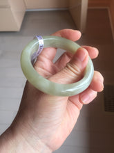 Load image into Gallery viewer, 54.2mm certified 100% Natural icy watery light beige pale pink gray white nephrite bangle HN122-1076
