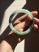 Load image into Gallery viewer, 60.3mm certified type A 100% Natural green/black Jadeite Jade bangle BM42-8565