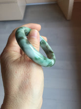 Load image into Gallery viewer, 50.5mm Certified type A 100% Natural sunny green dark green brown with green floating flowers oval Jadeite Jade bangle PD130-6295