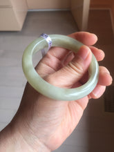 Load image into Gallery viewer, 54.2mm certified 100% Natural icy watery light beige pale pink gray white nephrite bangle HN122-1076