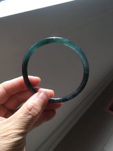 Load image into Gallery viewer, 58.8mm Certified Type A 100% Natural Half Black (乌鸡) / Half Watery Blue (蓝水)/gray Guatemala Jadeite Jade Bangle AZ146-1345
