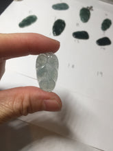 Load image into Gallery viewer, 100% natural type A icy watery light green blue gray Guatemala jadeite leaf pendant BP184-1