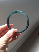 Load image into Gallery viewer, 58.8mm Certified Type A 100% Natural Half Black (乌鸡) / Half Watery Blue (蓝水)/gray Guatemala Jadeite Jade Bangle AZ146-1345