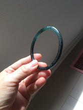 Load image into Gallery viewer, 58.8mm Certified Type A 100% Natural Half Black (乌鸡) / Half Watery Blue (蓝水)/gray Guatemala Jadeite Jade Bangle AZ146-1345