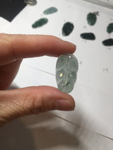 Load image into Gallery viewer, 100% natural type A icy watery light green blue gray Guatemala jadeite leaf pendant BP184-2