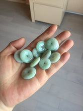 Load image into Gallery viewer, 18-23.5mm Type A 100% Natural light green sunny green white Jadeite Jade Safety Guardian Button donuts Pendant group AA67