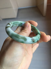 Load image into Gallery viewer, 50.5mm Certified type A 100% Natural sunny green dark green brown with green floating flowers oval Jadeite Jade bangle PD130-6295