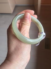Load image into Gallery viewer, 54.2mm certified 100% Natural icy watery light beige pale pink gray white nephrite bangle HN124-1064
