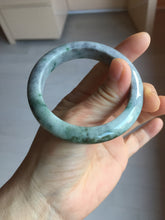 Load image into Gallery viewer, 53mm certified type A 100% Natural dark green white purple with dark green floating flowers Jadeite Jade bangle PD132-6301