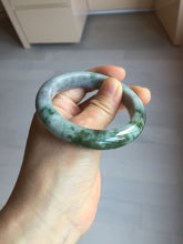 Load image into Gallery viewer, 53mm certified type A 100% Natural dark green white purple with dark green floating flowers Jadeite Jade bangle PD132-6301