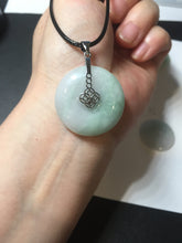 Load image into Gallery viewer, 23.5-27.7mm 100% Natural apple green/white jadeite Jade Safety Guardian Button(donut) Pendant group BK112