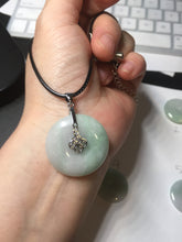 Load image into Gallery viewer, 23.5-27.7mm 100% Natural apple green/white jadeite Jade Safety Guardian Button(donut) Pendant group BK112
