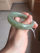 Load image into Gallery viewer, AllaboutjadeCanada.com only 52mm certified 100% Natural icy watery light green gray white nephrite bangle HN125-1010