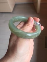 Load image into Gallery viewer, AllaboutjadeCanada.com only 52mm certified 100% Natural icy watery light green gray white nephrite bangle HN125-1010