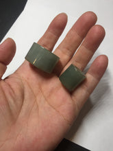 Load image into Gallery viewer, 100% natural type A black/dark green/gray (油青) broad jadeite jade band ring thumb ring bead set BN79