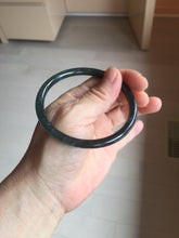 Load image into Gallery viewer, 59.2mm Certified Type A 100% Natural Half Black (乌鸡) / Half Watery Blue (蓝水)/gray Guatemala Jadeite Jade Bangle AZ148-1369