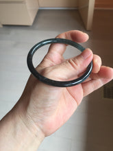 Load image into Gallery viewer, 59.2mm Certified Type A 100% Natural Half Black (乌鸡) / Half Watery Blue (蓝水)/gray Guatemala Jadeite Jade Bangle AZ148-1369