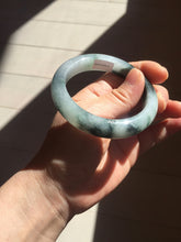 Load image into Gallery viewer, 54.3mm Certified Type A 100% Natural icy watery dark green/white//black Jadeite Jade bangle BM8-8573