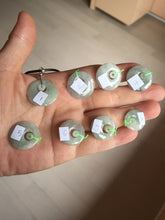 Load image into Gallery viewer, 100% natural Type A light green/white concentric circle jadeite jade safety Guardian ring pendant BN28