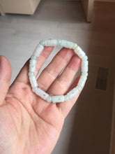 Load image into Gallery viewer, Size 52-62mm 100% natural type A white light green vintage style bamboo joints with hollow cross-shaped patterns jadeite jade beads bracelet PC52