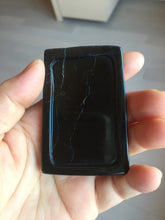 Load image into Gallery viewer, 100% Natural type A dark green black jadeite jade(墨翠, mocui) God of wealth General Guan (武财神关公) pendant pendant/worry stone AA64