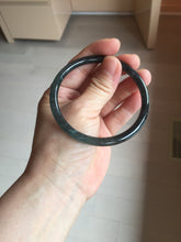 Load image into Gallery viewer, 59.2mm Certified Type A 100% Natural Half Black (乌鸡) / Half Watery Blue (蓝水)/gray Guatemala Jadeite Jade Bangle AZ148-1369