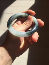 Load image into Gallery viewer, 54.3mm Certified Type A 100% Natural icy watery dark green/white//black Jadeite Jade bangle BM8-8573