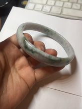 Load image into Gallery viewer, 78.5mm certified Type A 100% Natural light green sunny green purple white plus size flat style Jadeite Jade bangle J131-2213