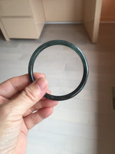 Load image into Gallery viewer, 59.2mm Certified Type A 100% Natural Half Black (乌鸡) / Half Watery Blue (蓝水)/gray Guatemala Jadeite Jade Bangle AZ148-1369