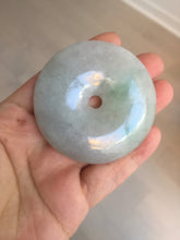 Load image into Gallery viewer, 56.6mm 100% Natural sunny green/purple/gray jadeite Jade big Safety Guardian Button(donut) Pendant/worry stone F143