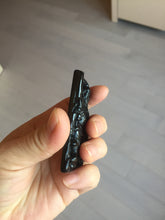 Load image into Gallery viewer, 100% Natural type A dark green black jadeite jade(墨翠, mocui) God of wealth General Guan (武财神关公) pendant pendant/worry stone AA64