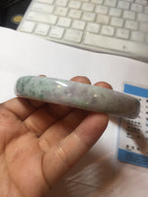 Load image into Gallery viewer, 78.5mm certified Type A 100% Natural light green sunny green purple white plus size flat style Jadeite Jade bangle J131-2213