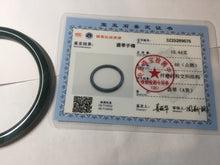 Load image into Gallery viewer, 54.3mm Certified Type A 100% Natural icy watery dark green/white//black Jadeite Jade bangle BM8-8573