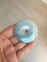Load image into Gallery viewer, 50.2mm 100% Natural oily light green/purple/gray jadeite Jade Safety Guardian Button(donut) Pendant/worry stone F144