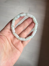 Load image into Gallery viewer, Size 52-62mm 100% natural type A white light green vintage style bamboo joints with hollow cross-shaped patterns jadeite jade beads bracelet PC52
