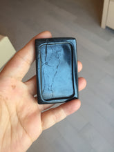 Load image into Gallery viewer, 100% Natural type A dark green black jadeite jade(墨翠, mocui) God of wealth General Guan (武财神关公) pendant pendant/worry stone AA64