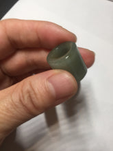 Load image into Gallery viewer, 100% natural type A black/dark green/gray (油青) broad jadeite jade band ring thumb ring bead set BN79