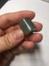 Load image into Gallery viewer, 100% natural type A black/dark green/gray (油青) broad jadeite jade band ring thumb ring bead set BN79