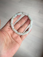 Load image into Gallery viewer, Size 52-62mm 100% natural type A white light green vintage style bamboo joints with hollow cross-shaped patterns jadeite jade beads bracelet PC52