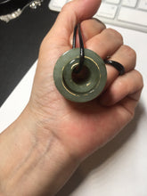 Load image into Gallery viewer, 100% natural type A black/dark green/gray (油青) broad jadeite jade band ring thumb ring bead set BN79