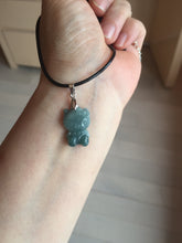 Load image into Gallery viewer, Type A 100% Natural dark green blue gray Guatemala jadeite jade cat kitty pendant PC143 Add one item